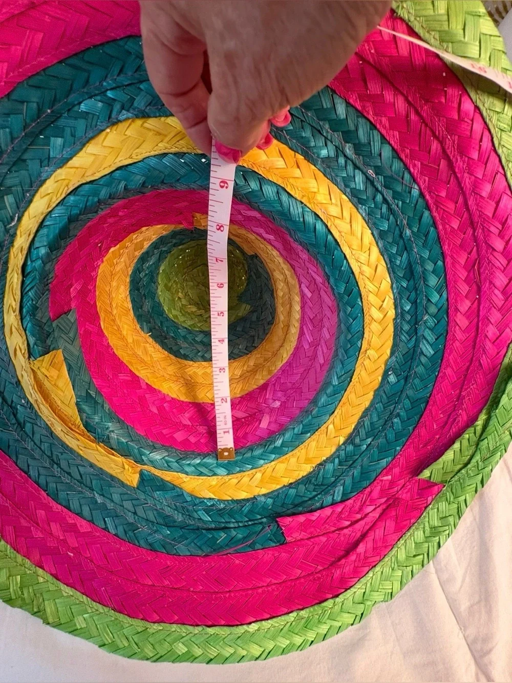 Colorful Woven Straw Sombrero Party Hat — Rainbow Striped Fiesta/Cinco de Mayo